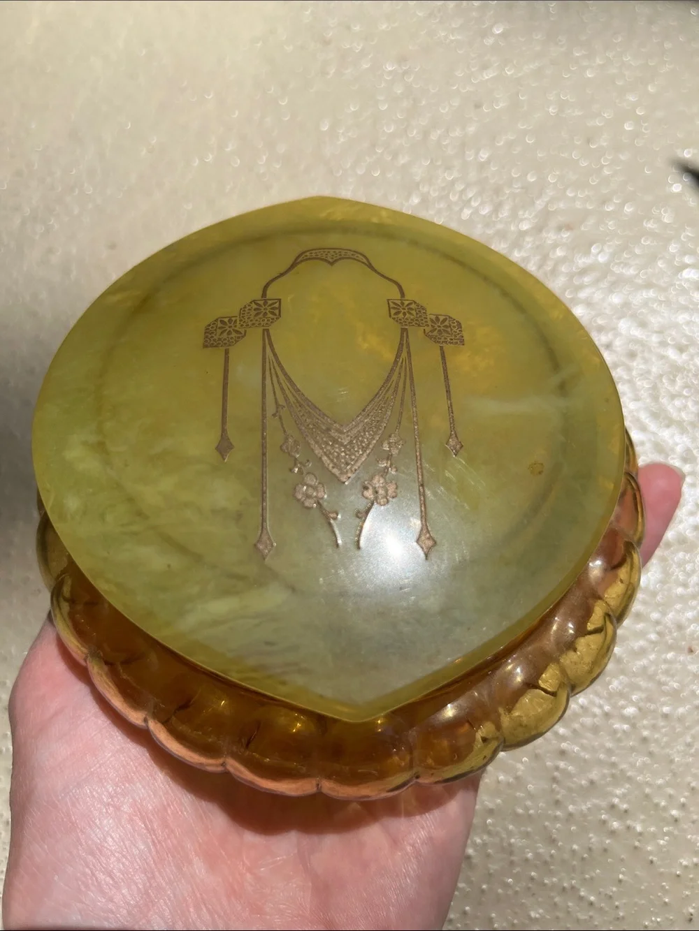 Art Deco Celluloid Bakelite Powder Dish - Picture 1 of 9